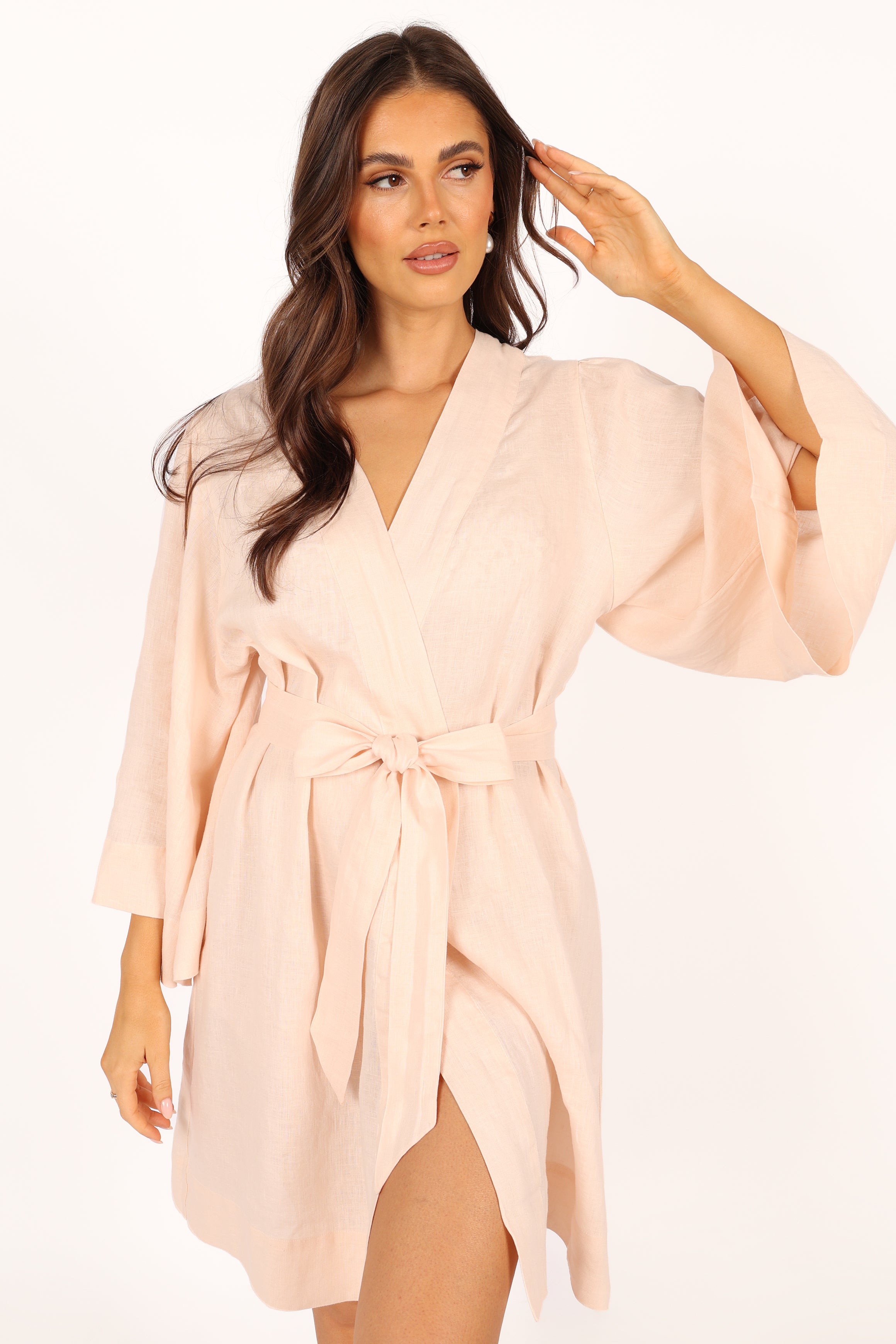 Nuala Linen Robe - Blush-Aur Fashion