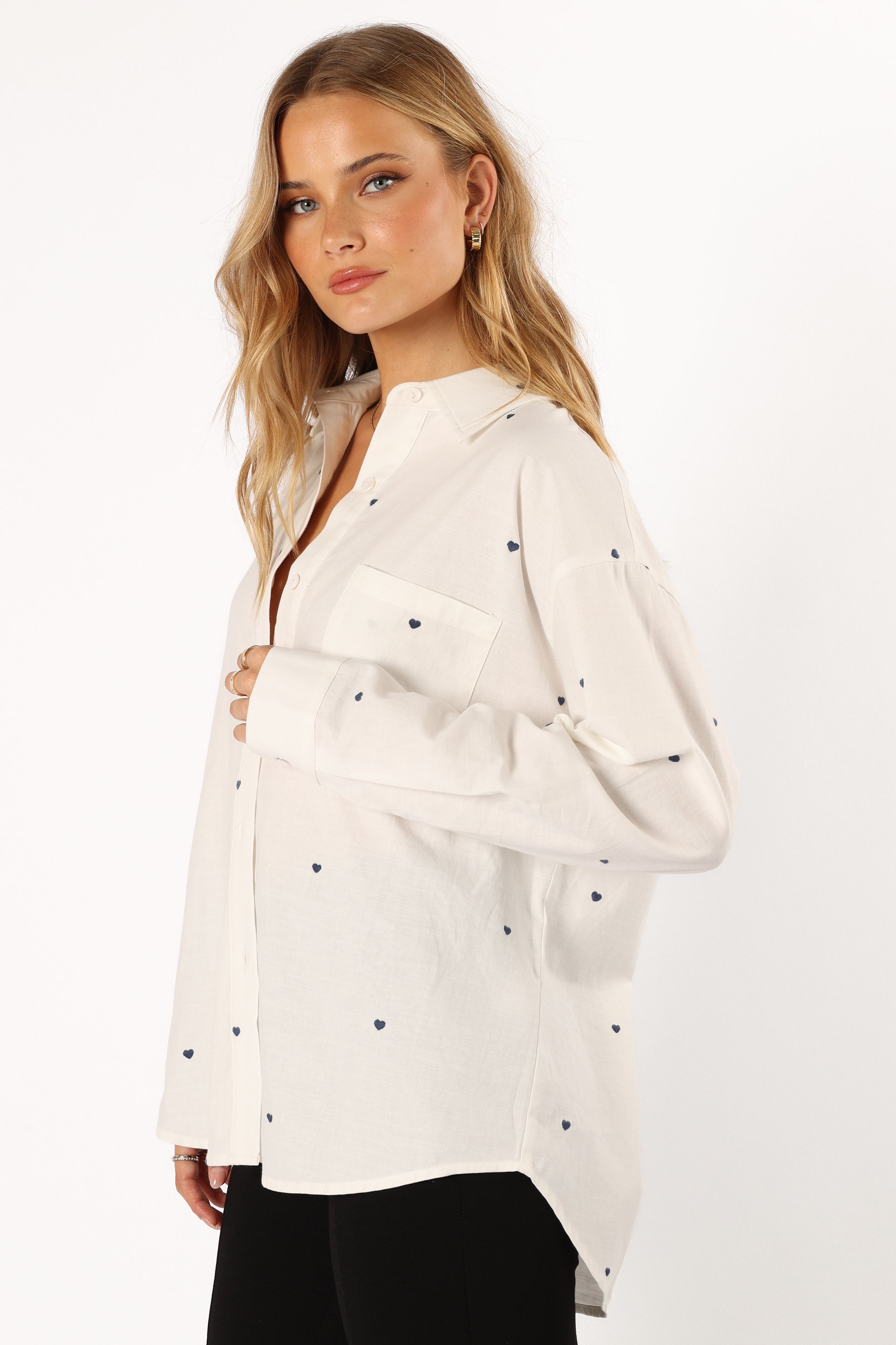 Avah Button Down Top - White-Aur Fashion