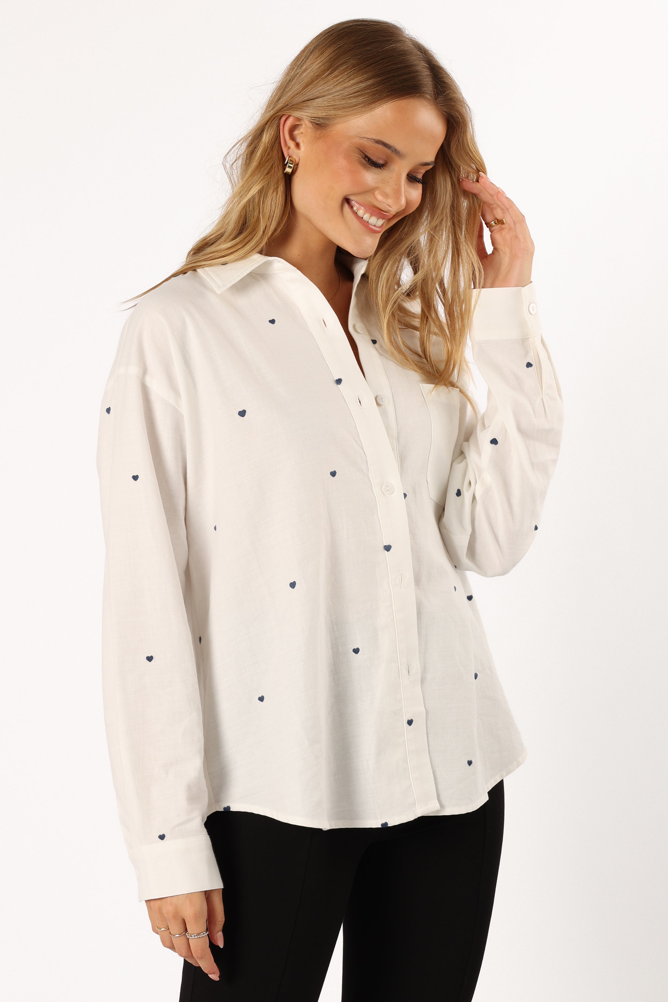 Avah Button Down Top - White-Aur Fashion