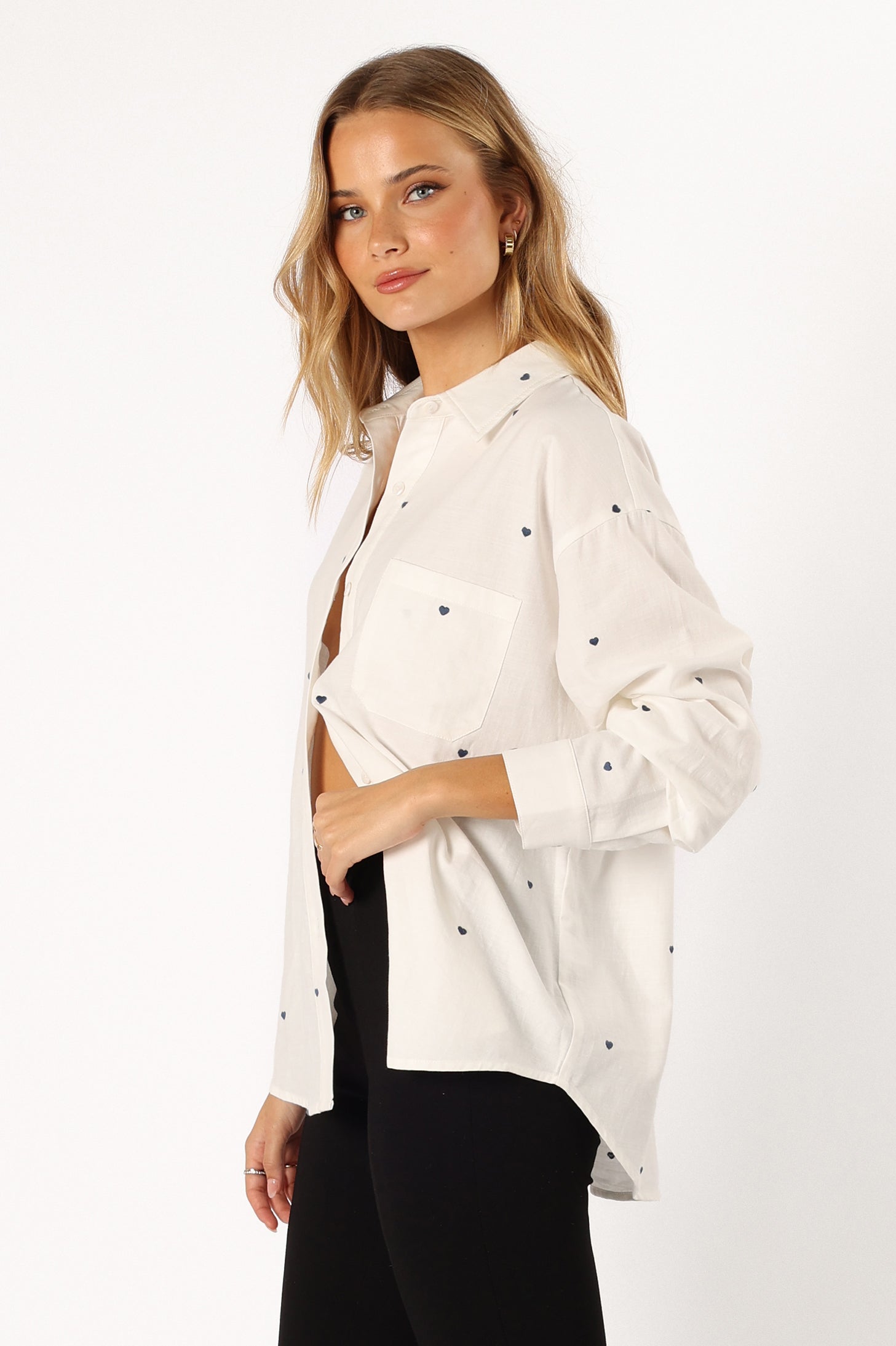 Avah Button Down Top - White-Aur Fashion