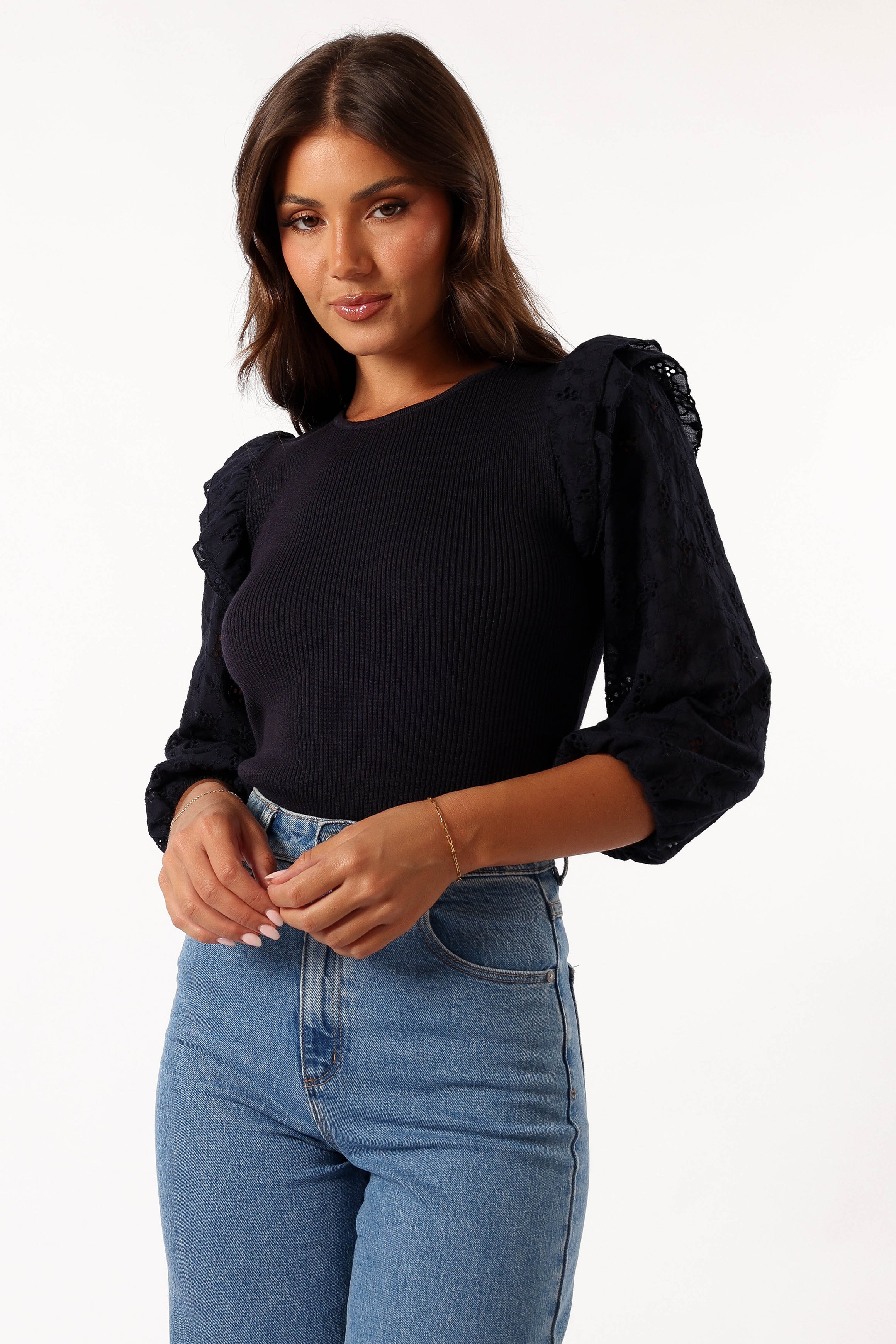 Halle Top - Navy-Aur Fashion