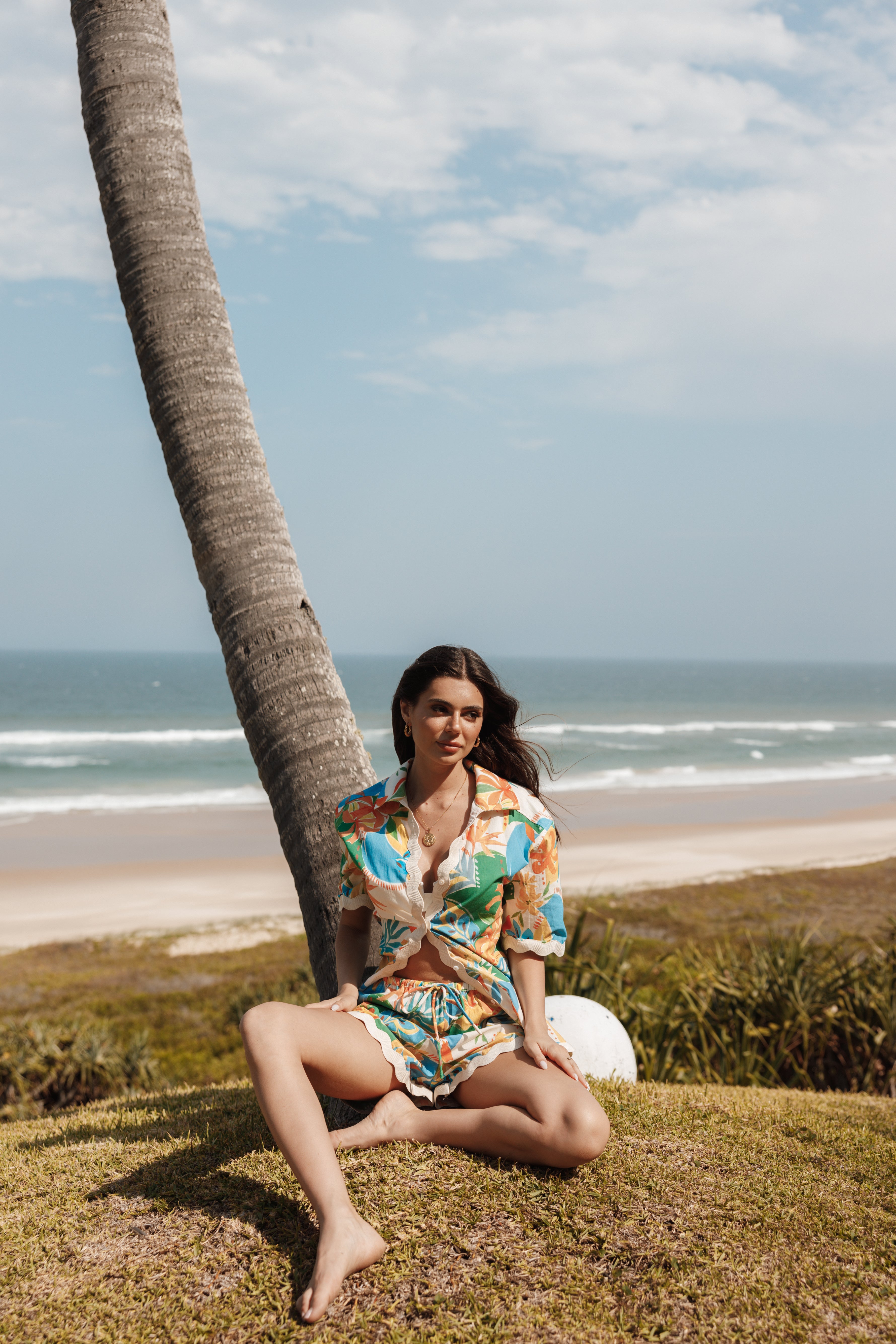 Harriet Button Down Top - Malta Print-Aur Fashion