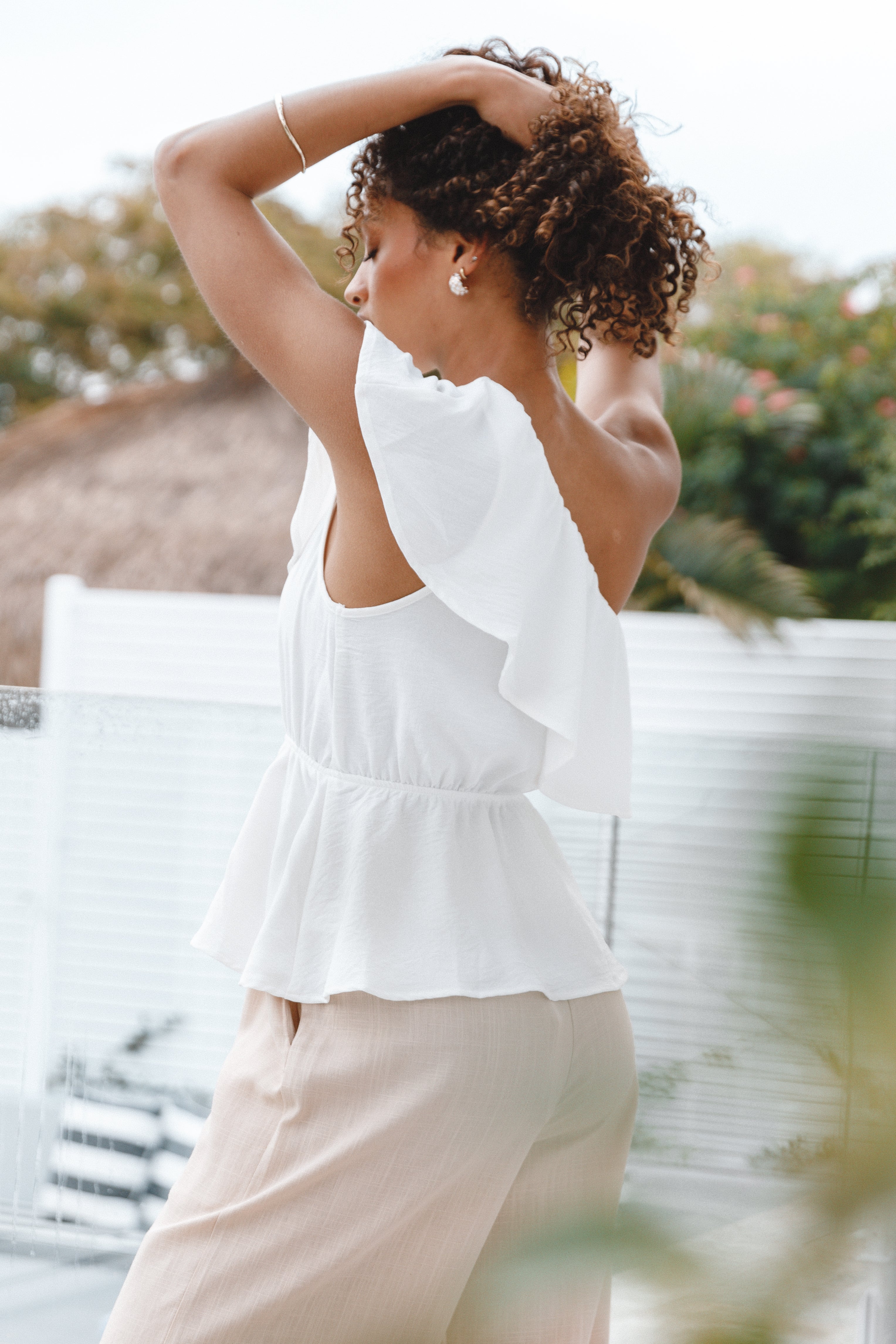 Lorah One Shoulder Top - White-Aur Fashion