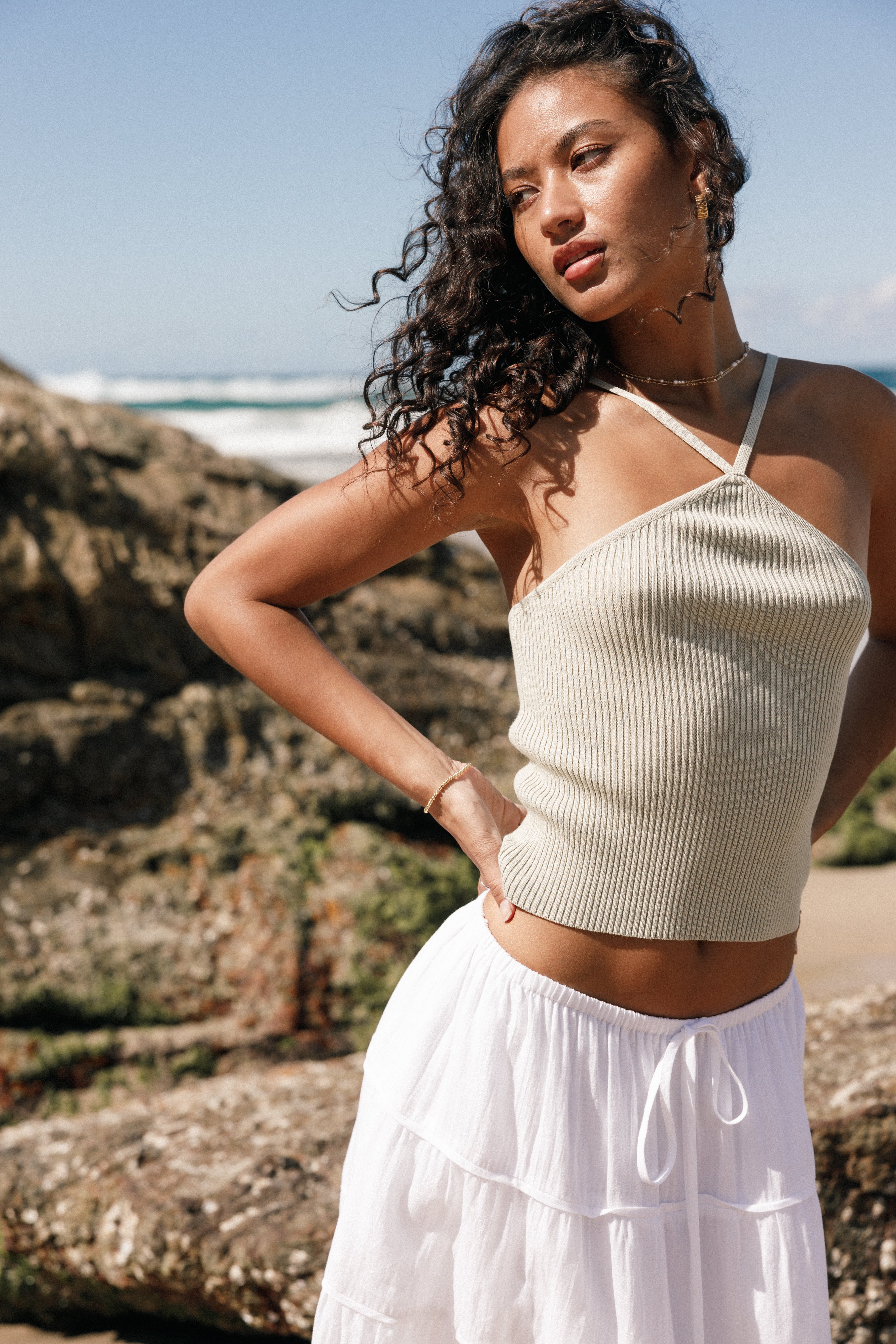Lyles Knit Top - Avocado-Aur Fashion