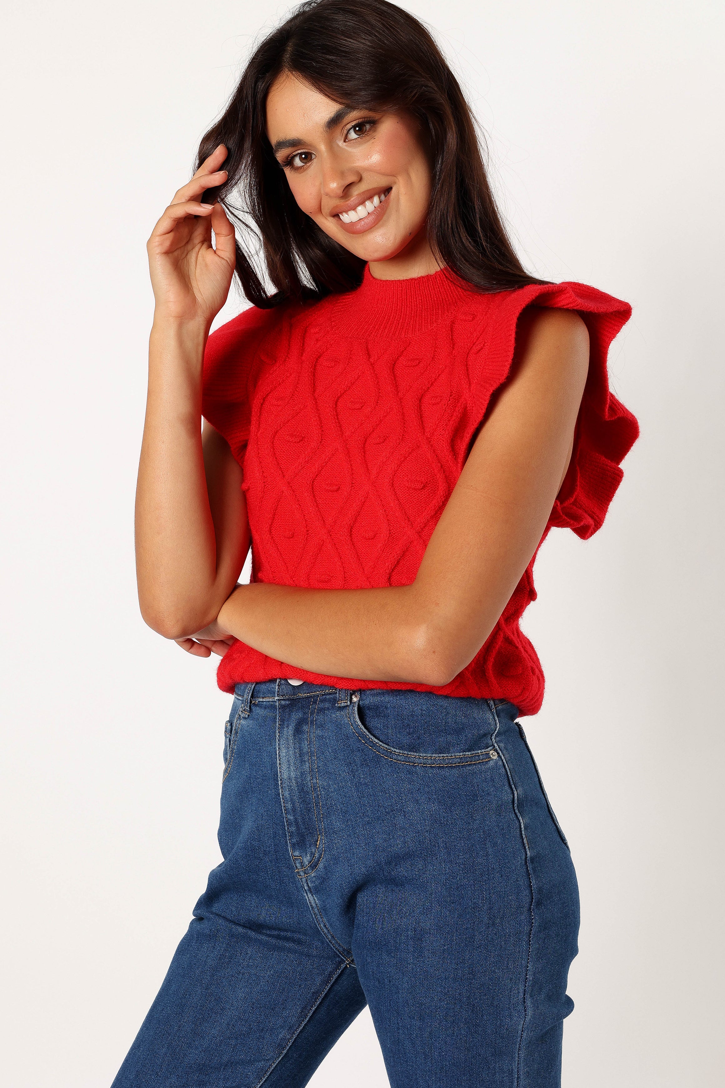 Valerie Knit Top - Red-Aur Fashion