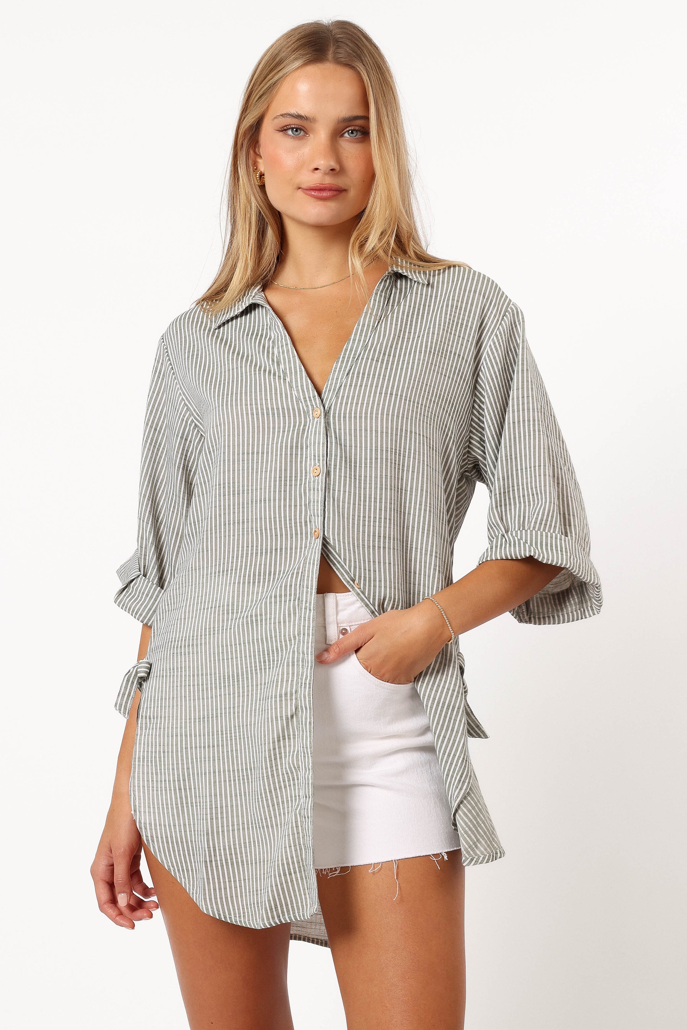 Wren Oversized Shirt - Olive-Aur Fashion