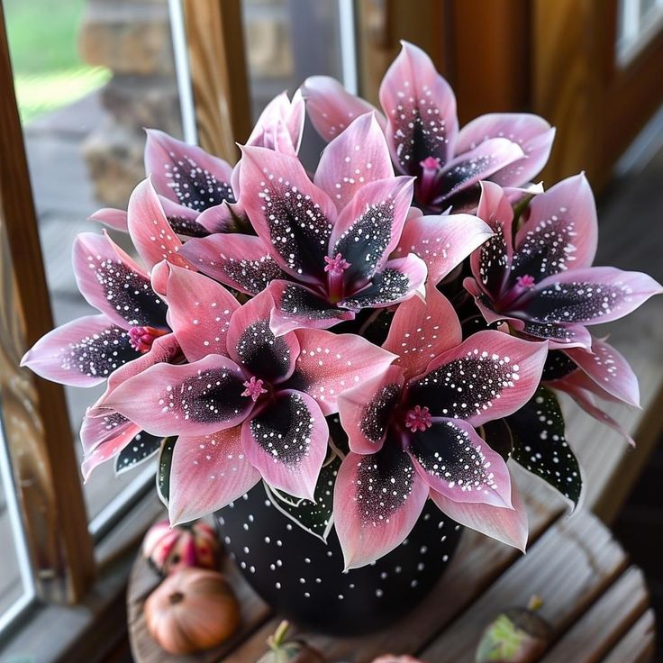 Rare Caladium Seeds🌟Spotted pink and black