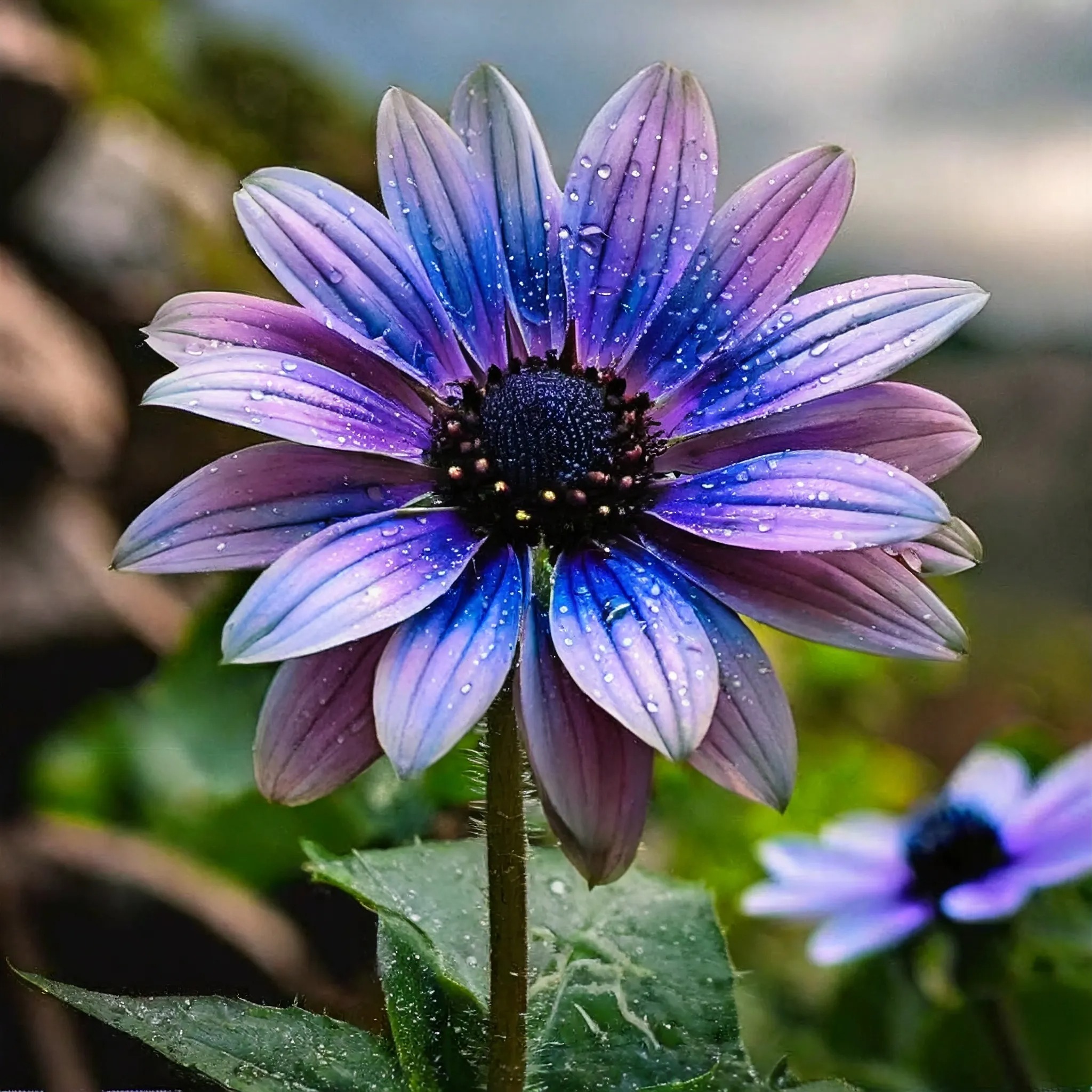 Blue to Purple Ombre Sunflower