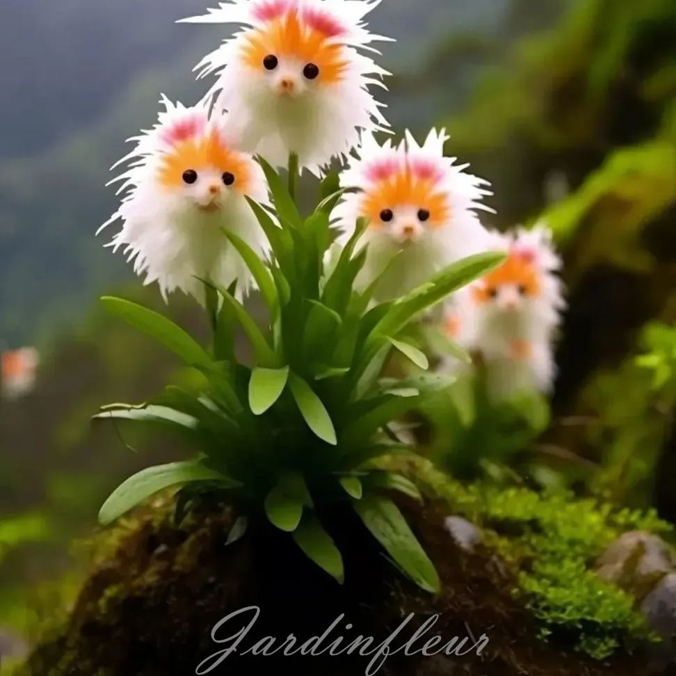 Orchidée visage de chat multicolore