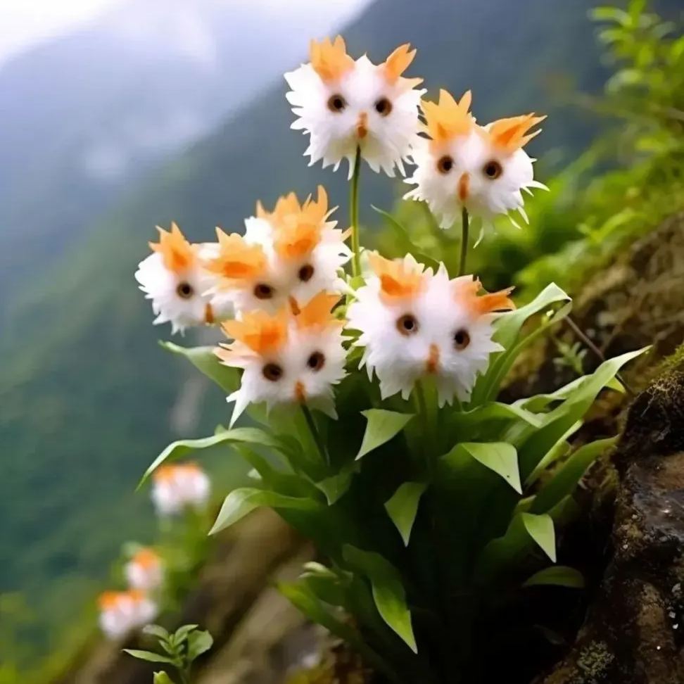 Orchidée visage de chat multicolore