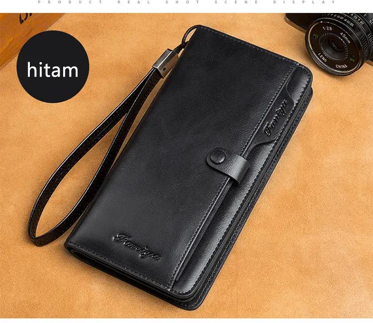 Vintage pánska peňaženka s veľkokapacitným držiakom na karty prvej vrstvy z teľacej kože