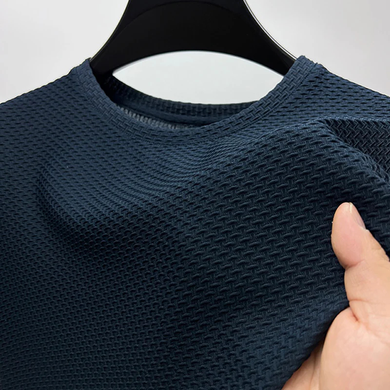 Men's Comfortable Breathable Summer Mesh Round Neck Short Sleeve T-Shirt