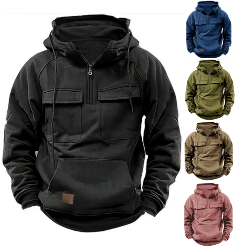 Loses Herren-Sweatshirt mit halbem Reißverschluss