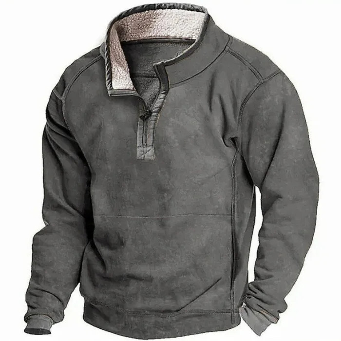 Lässiges Herren-Sweatshirt aus Kaschmir mit Stehkragen und Tasche