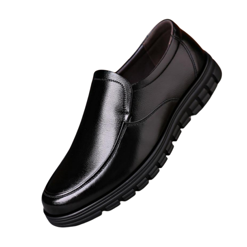 Herren-Slipper aus echtem Leder, warm, für den Winter, Plüsch, weiche Innensohle, lässige Business-Schuhe