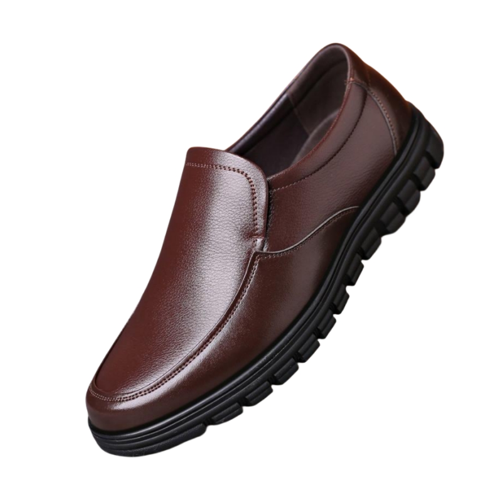 Herren-Slipper aus echtem Leder, warm, für den Winter, Plüsch, weiche Innensohle, lässige Business-Schuhe