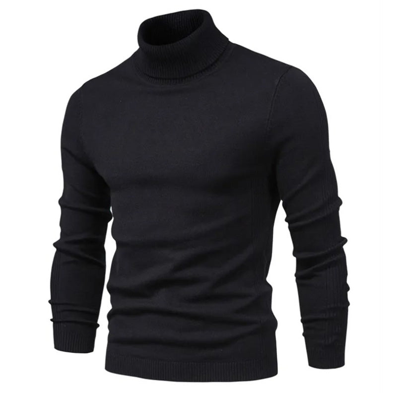 Rollkragenpullover für Herren mit mittellangem Kragen und Rundhalsausschnitt, Basic-Pullover aus Kaschmir