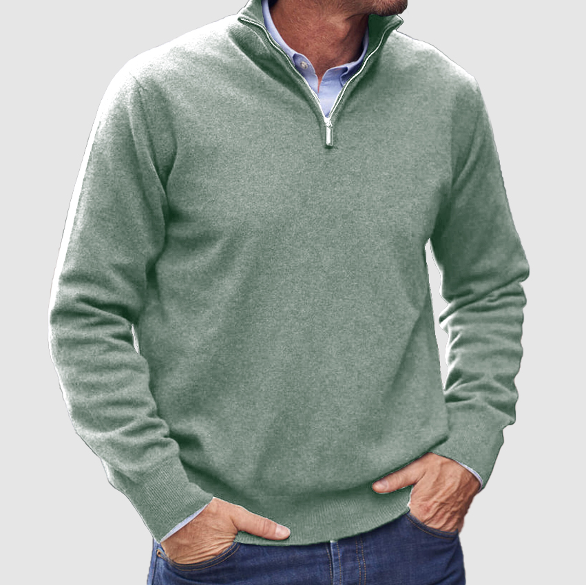 Herren Kaschmir Reißverschluss Basic Pullover