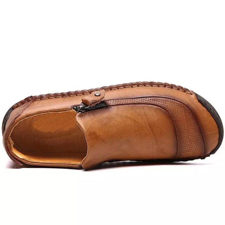 Bequeme, weiche Stiefeletten mit handgenähtem seitlichem Reißverschluss aus Leder für Herren