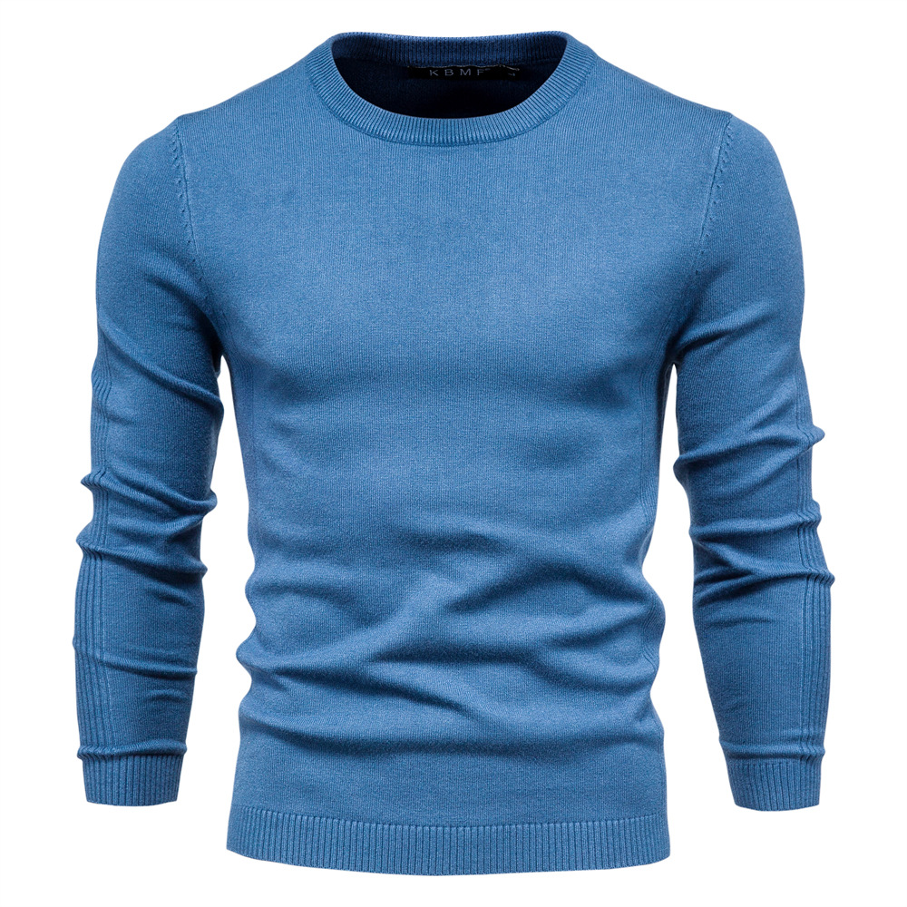Rollkragenpullover für Herren mit mittellangem Kragen und Rundhalsausschnitt, Basic-Pullover aus Kaschmir