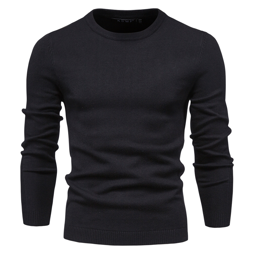 Rollkragenpullover für Herren mit mittellangem Kragen und Rundhalsausschnitt, Basic-Pullover aus Kaschmir