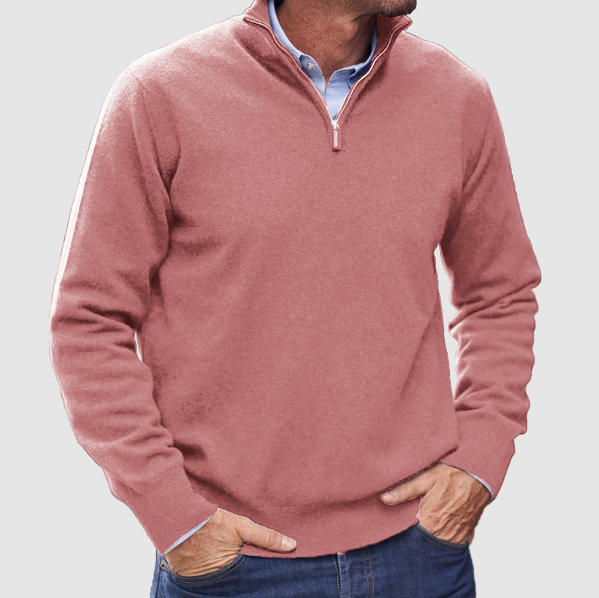 Herren Kaschmir Reißverschluss Basic Pullover