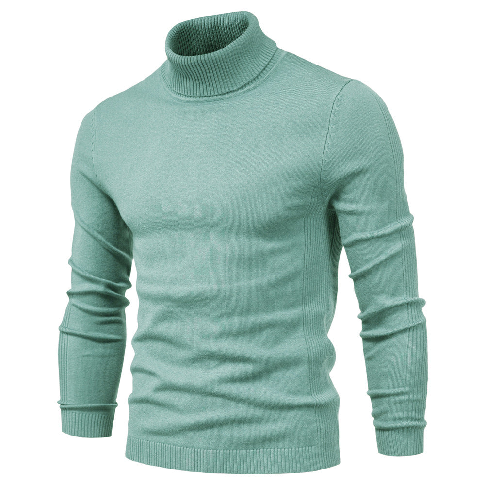 Rollkragenpullover für Herren mit mittellangem Kragen und Rundhalsausschnitt, Basic-Pullover aus Kaschmir