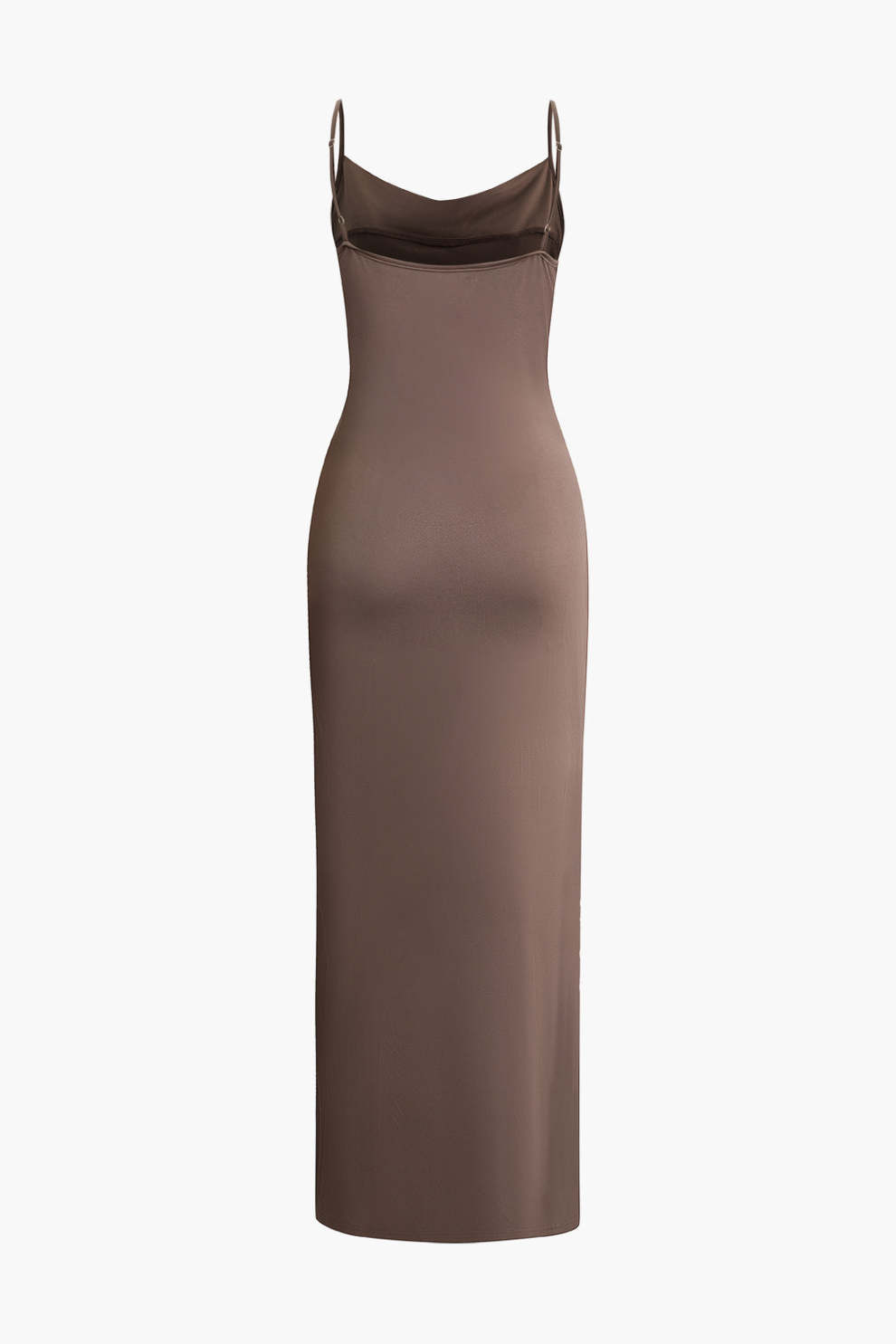 Crewneck long sleeve ruched slit maxi dress