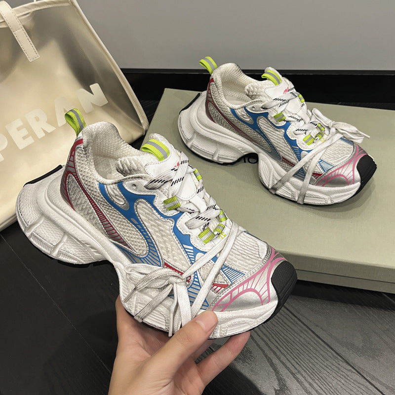 Women's Paris Dad Spring Retro Distressed Couple Sneakers