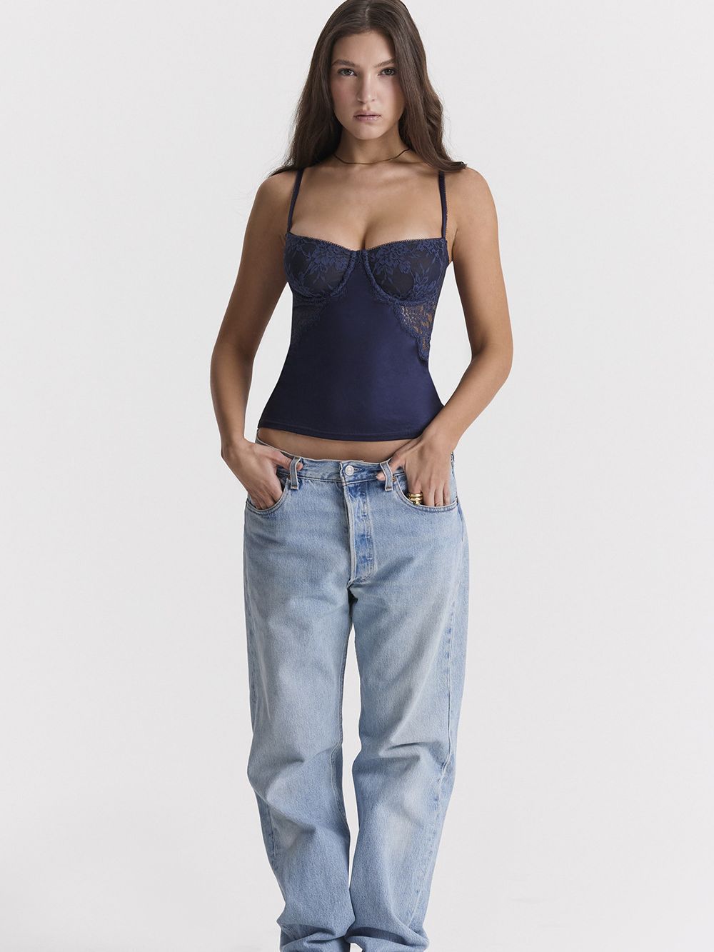 Lace Trim Bustier Cami Top