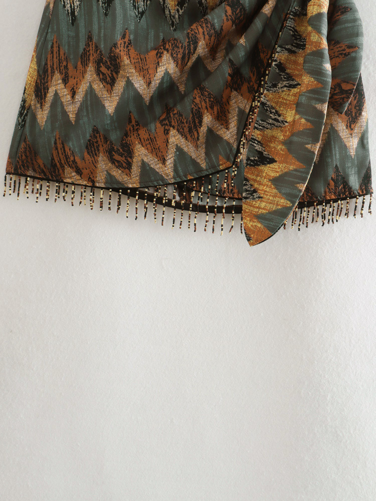 Printed Tassels Mini Skirt