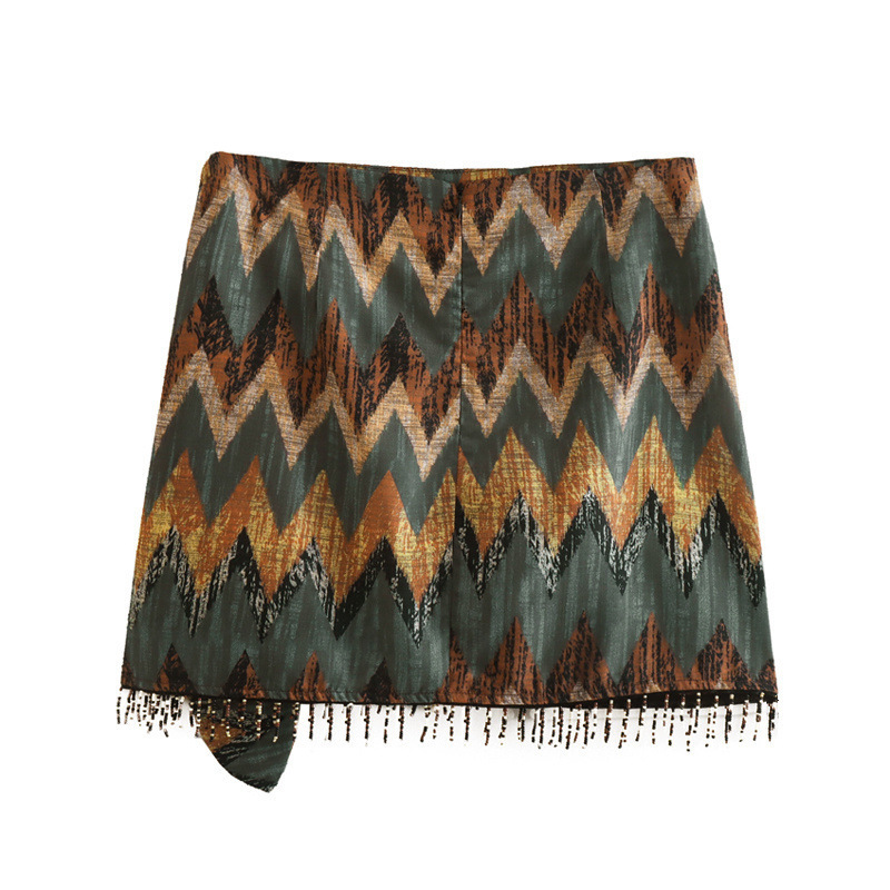 Printed Tassels Mini Skirt
