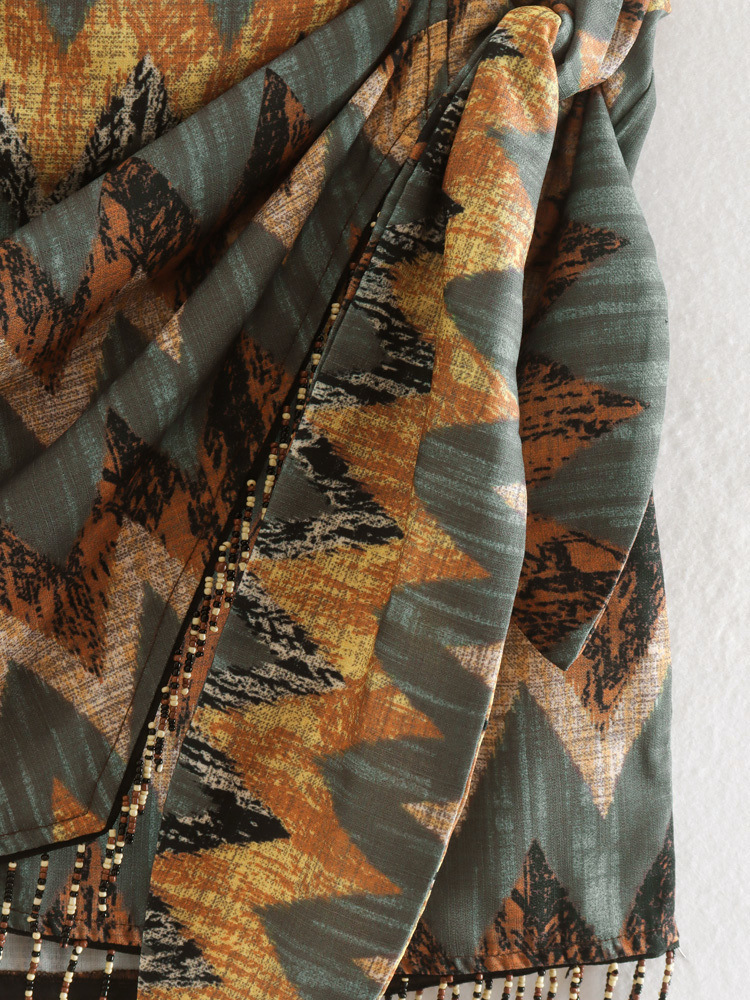 Printed Tassels Mini Skirt