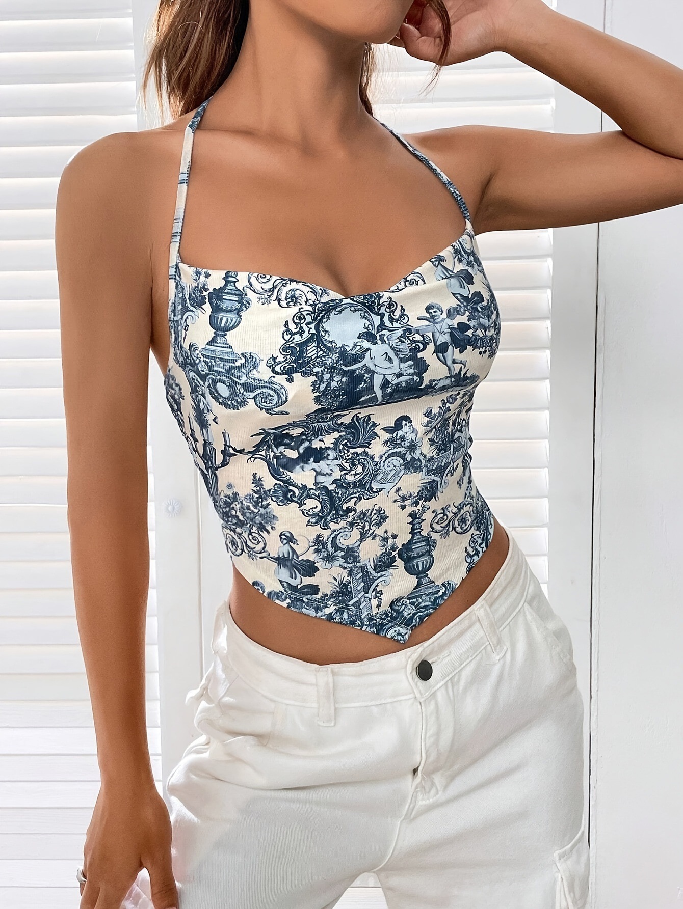 Floral Print Ruched Camin Top
