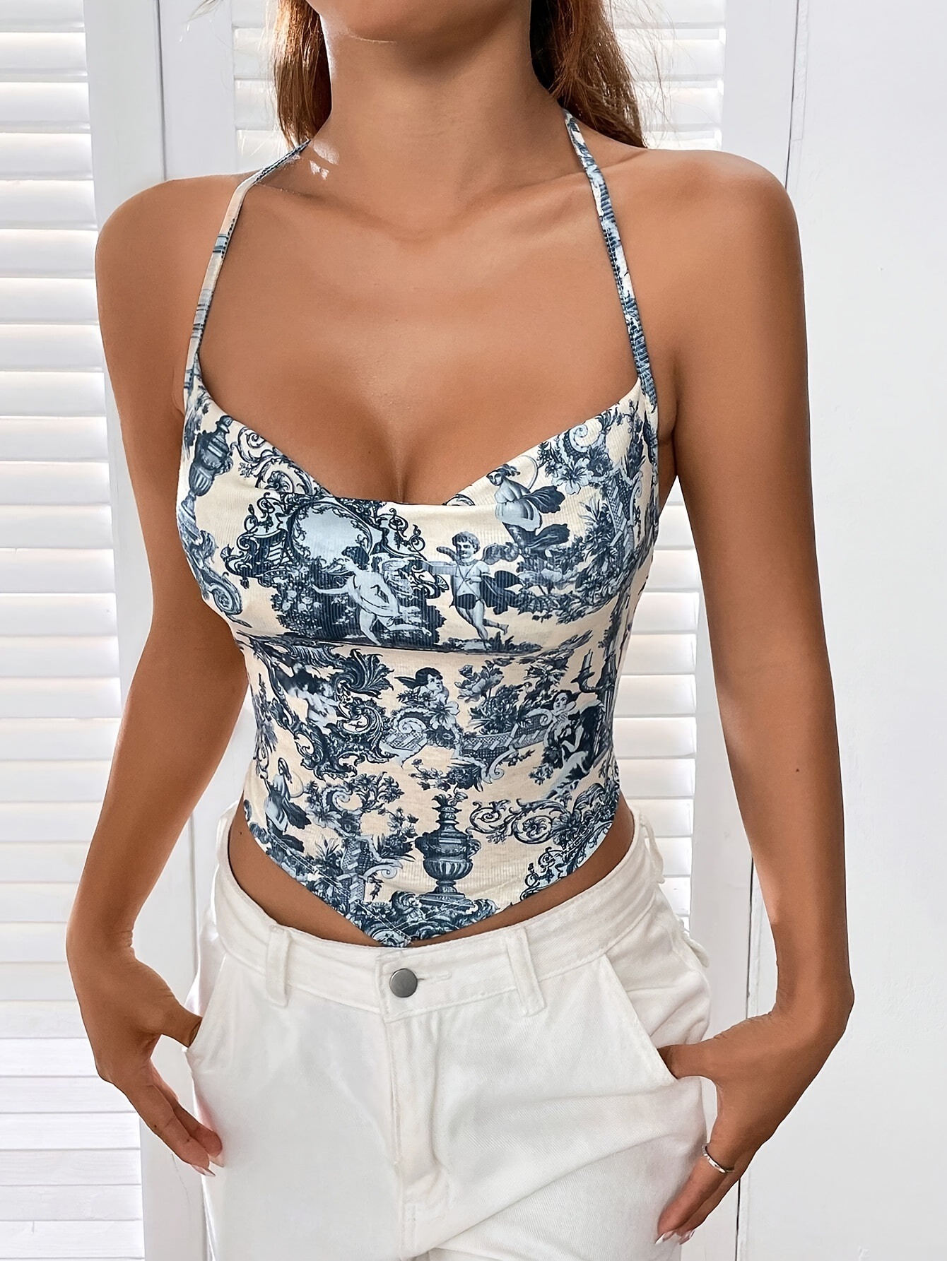 Floral Print Ruched Camin Top