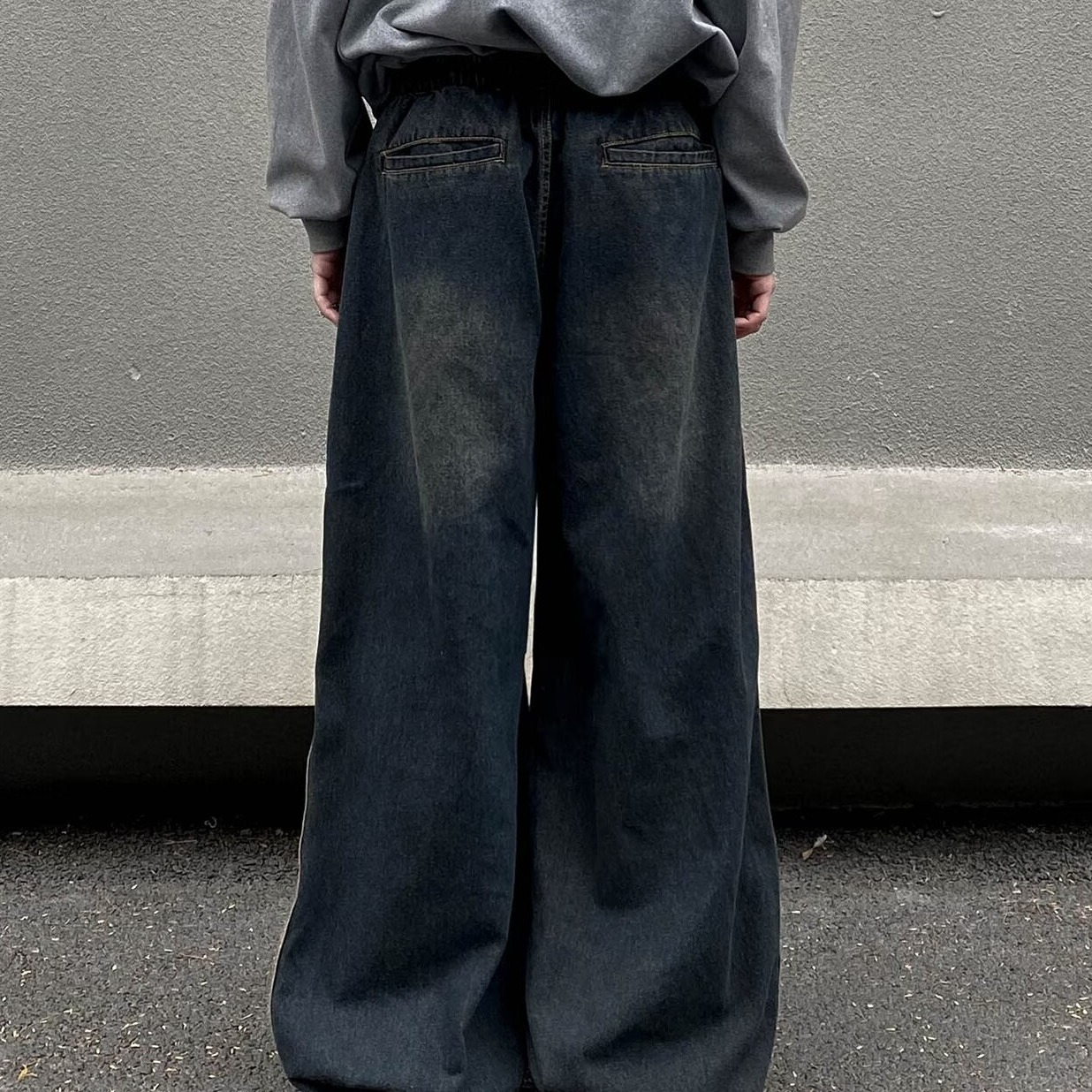 Drawstring Straight Leg Pocket Jeans