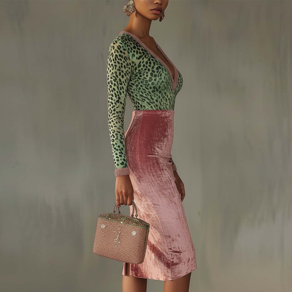 Velvet Patchwork Stretch Dress