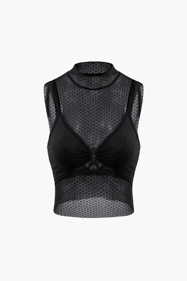 Layered Ring Front Cut Out Sleeveless Bra Top