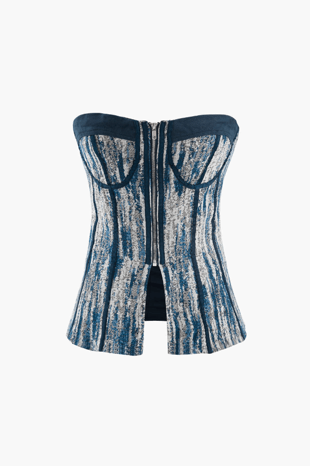 Zip Up Strapless Corset Top