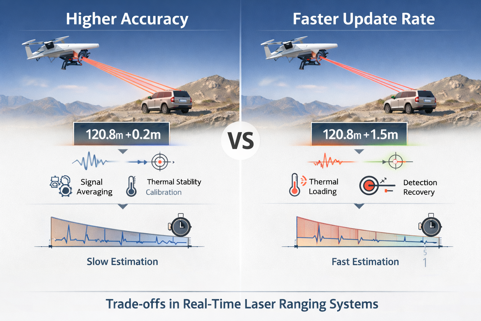 Range Accuracy vs Update Rate in Real-Time Laser Ranging Systems