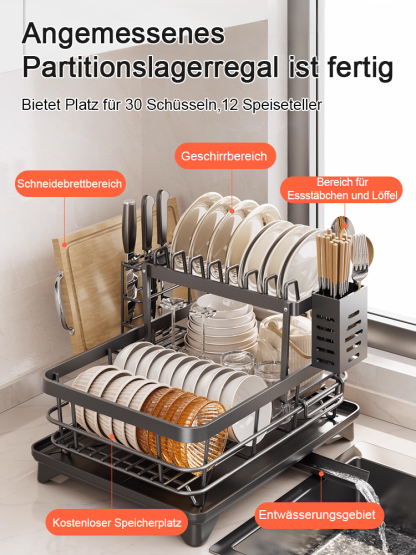 Multifunktionales Abtropfgestell, entwickelt in Deutschland, 5 Lagen rostfreier, verdickter Kohlenstoffstahl, belastbar bis 20 kg