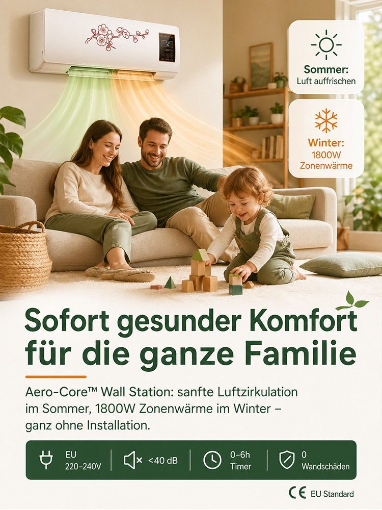 Haushaltswandgerät Klimaanlage, ⭐ Wand-Klimaanlage und Heizung ohne Bohren - Kühlen oder Heizen - 1800W Inverter-Technologie und Stromsparend - Einfache Selbstmontage für Mietwohnungen⭐