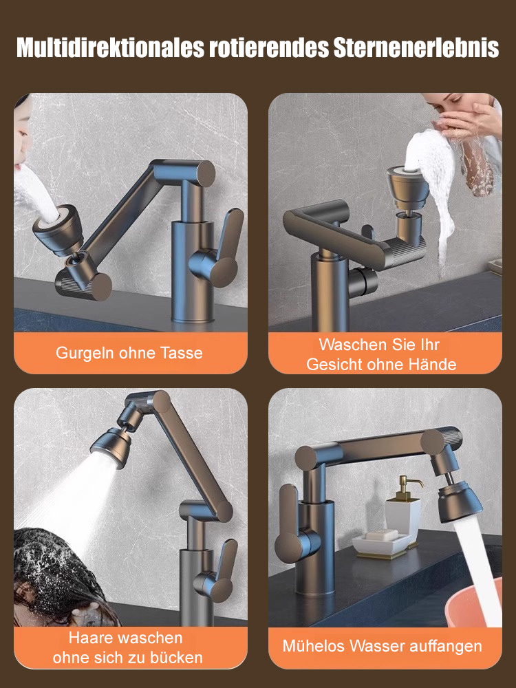 ⭐ 1440° Roboterarm Wasserhahn Sofortheizung Kupfergehäuse Wassersparend 20 Jahre Garantie ⭐ Haarewaschen ohne Bücken ⭐ Rostfreies Vollkupfer⭐  Vollkupfer und Edelstahl für Rostschutz und Langlebigkeit.