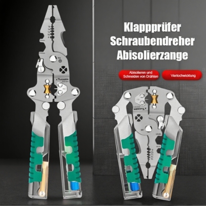🔧 Alles in einem! Ein vielseitiges Werkzeug für jede Situation. Schraubendreher, Abisolierzange, Spannungsprüfer - alles kompakt in Ihrer Tasche.