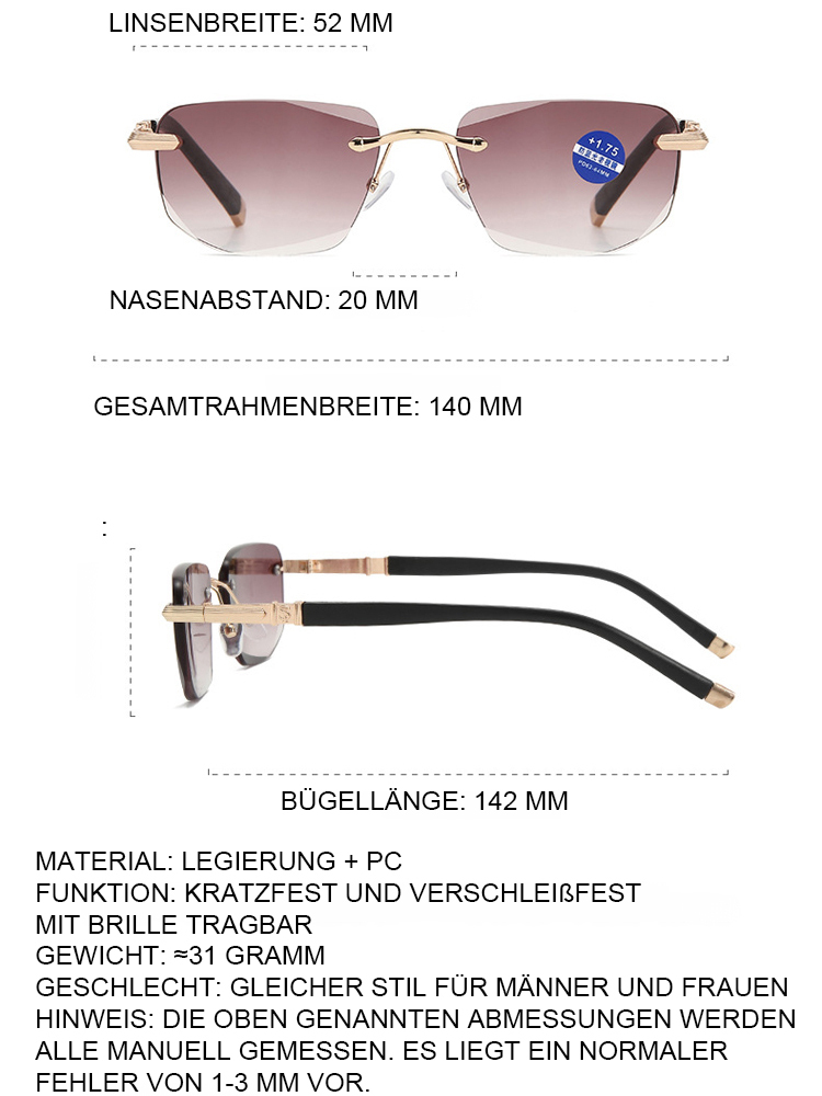 ⭐ Lesebrille Randlos Ultraleicht Kratzfest Robust Ergonomisch Unisex⭐