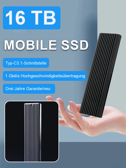 TÜV-geprüft ⭐ 16TB Military-Grade Mini SSD ⭐ 905MB/s High-Speed ⭐ IP55 Wasserdicht ⭐ Plug Play