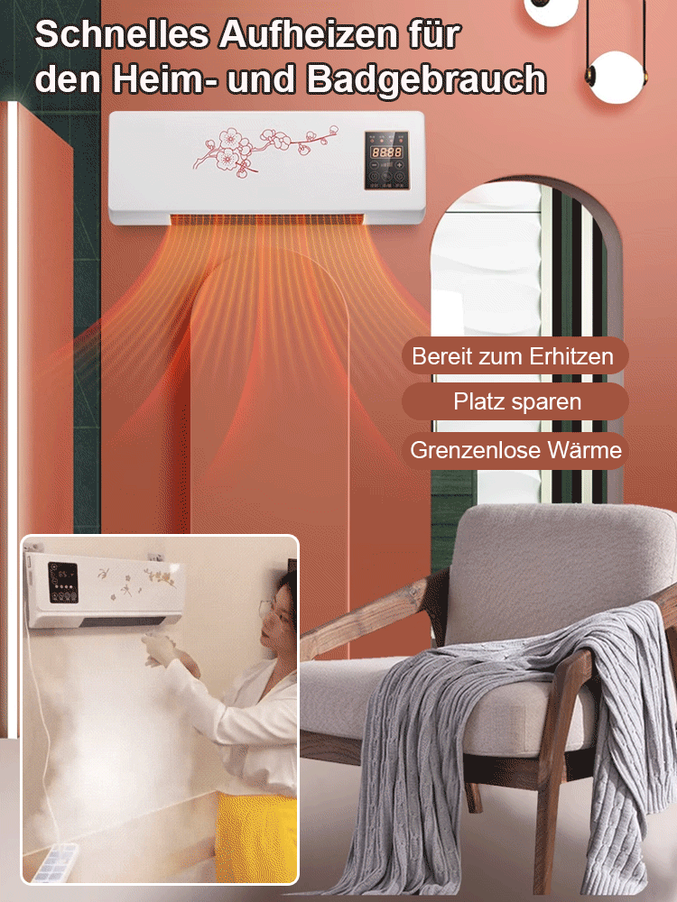 Energiesparender Klima-Lüfter, kein manueller Einbau, für Heizen und Kühlen.