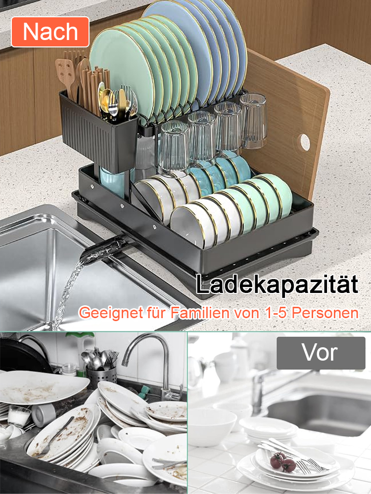 Multifunktionales Abtropfgestell, entwickelt in Deutschland, 5 Lagen rostfreier, verdickter Kohlenstoffstahl, belastbar bis 20 kg