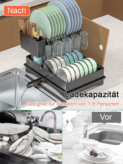 Multifunktionales Abtropfgestell, entwickelt in Deutschland, 5 Lagen rostfreier, verdickter Kohlenstoffstahl, belastbar bis 20 kg