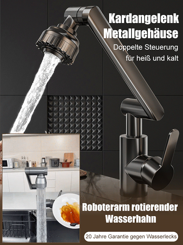 ⭐ 1440° Roboterarm Wasserhahn Sofortheizung Kupfergehäuse Wassersparend 20 Jahre Garantie ⭐ Haarewaschen ohne Bücken ⭐ Rostfreies Vollkupfer⭐  Vollkupfer und Edelstahl für Rostschutz und Langlebigkeit.